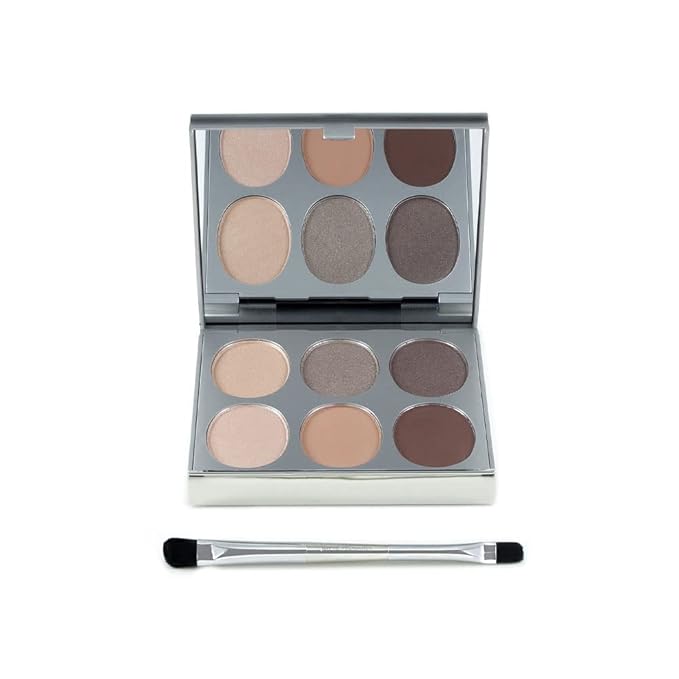 Jerome Alexander New Again Eyeshadow Palette & Brush, 6 Buildable & Blendable Micronized Powder Shades (Autumn Haze)-FemmiqueWomen