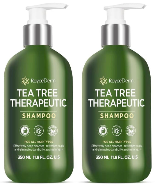 Roycederm Tea Tree Antifungal Shampoo: Folliculitis Shampoo for Dry Scalp, Dandruff, and Itchy Scalp - Medicated Clarifying shampoo with Tea Tree Oil, Paraben & Sulfate Free - 2 Pack-FemmiqueWomen