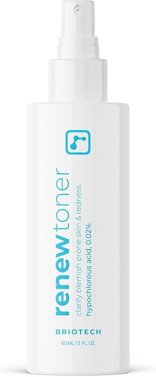 BRIOTECH Renew Toner, Hypochlorous Acid Spray, Minimize Appearance of Blemishes, Soothing Facial Mist for Sensitive Skin, Calm Redness & Bumps, Vegan, 2 fl oz Travel Size-FemmiqueWomen