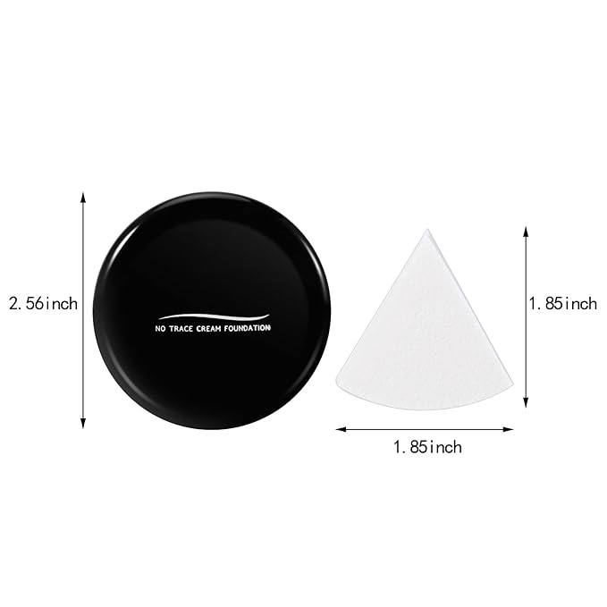 Powder Foundation,Long Wear Full Coverage Foundation with Sponge,Flawess Demi-Matte Finish,Brighten Correcting Color-FemmiqueWomen