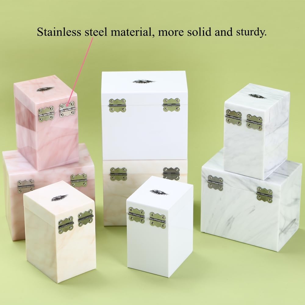 5 Layers Acrylic Eyelash Storage Box, Makeup Eyelashes Extension Close-Packed Display with 5 Pallets, Grafting False Eyelashes Glue Pallet Holder Display Organizer (5 Layers Marble Yellow)-FemmiqueWomen