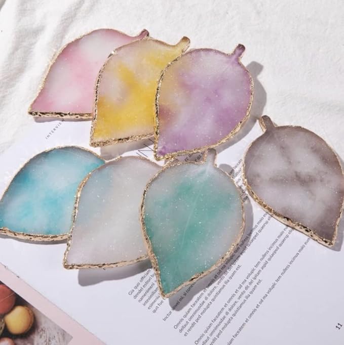 1 Piece Nail Art Palette Nail Polish Palette Mixing Palette Makeup Plate Nail Plate for Nail Art Nail Tip Holder Nail Art Display (yellow leaf)-FemmiqueWomen