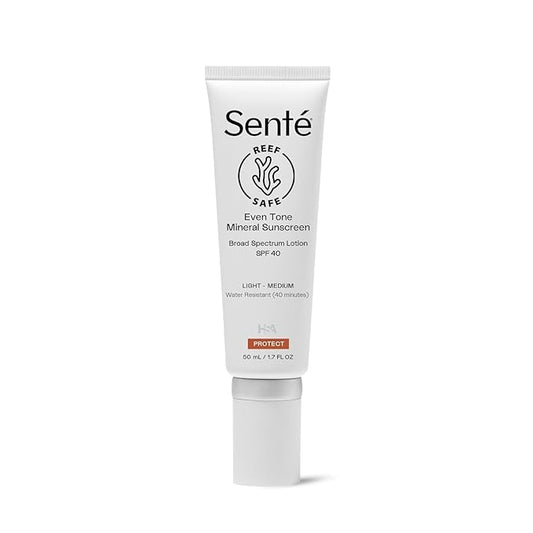 Senté Even Tone Mineral Sunscreen Tinted | SPF 40 Light-Medium | Hydrating, Lightweight Sun Protection Treatment for Redness & Discoloration | UVA/UVB & Blue Light Defense | 1.7 oz-FemmiqueWomen