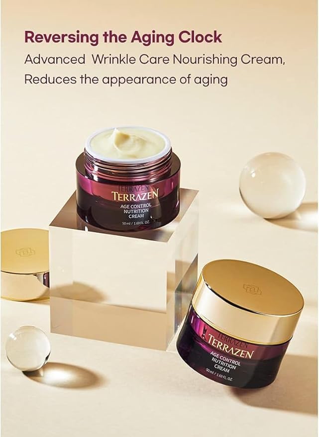 Terrzen Korean Face Cream Age Control Nutrition, 1.69 fl.oz. (50ml), Reduce Wrinkle, Hyaluronic Acid + Plant Stem Cell + Real Protein + Plant Squalane-FemmiqueWomen