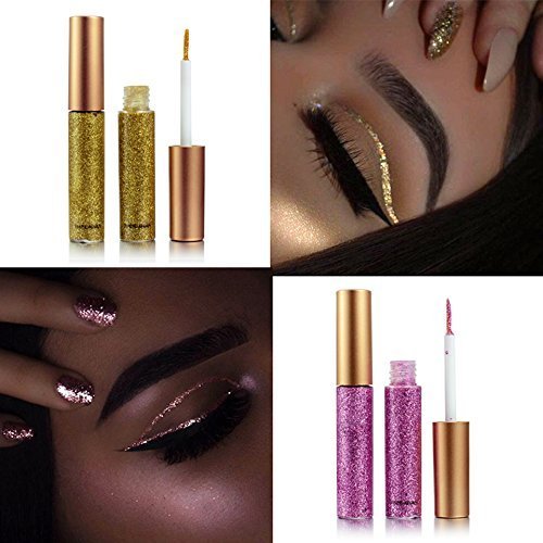 10 Colors Liquid Glitter Eyeliner Metallic Shimmer Glitter Eyeshadow Pigment Eyebrown Shimmer Waterproof Face Lips Art for Party Festival Makeup-FemmiqueWomen