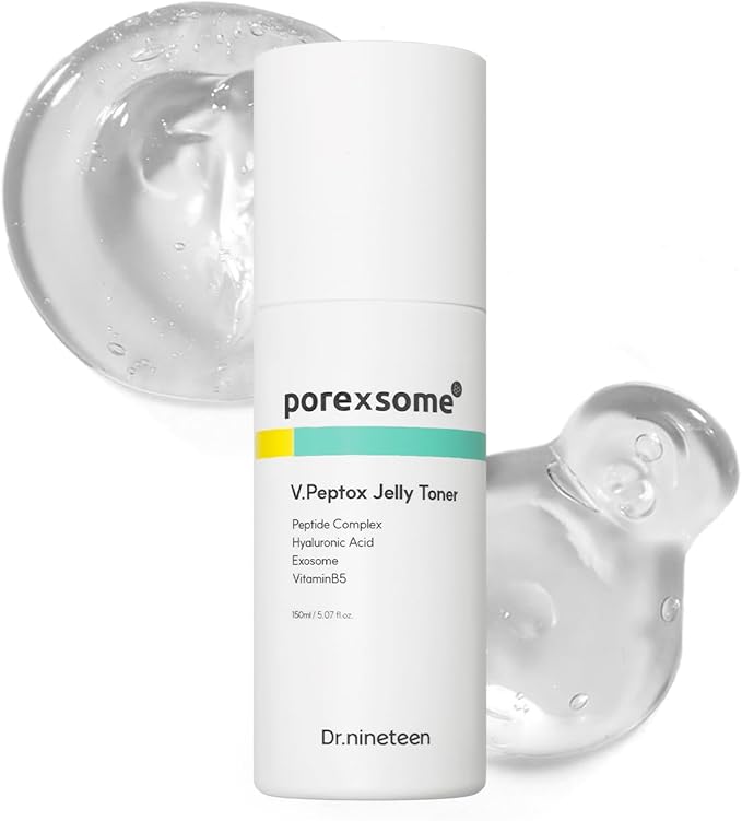 Dr.ninteen V.Peptox Jelly Tonerㅣ13 Peptides 25,000ppm + 10 Hyaluronic Acid(HA) + ExosomeㅣEssence Toner for Pore Tightening & CoolingㅣK-Skincare (5.07 fl.oz.)-FemmiqueWomen
