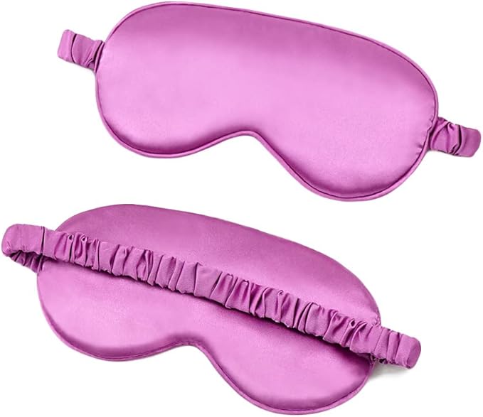 100% Natural Mulberry Soft Silk Sleep Mask, Light Blocking Eye Masks For Sleep, Night Blindfold Eye Mask Cover For Men And Women, Sleeping Night Mask For Travel (Purple)-FemmiqueWomen