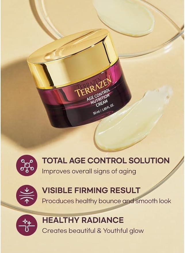 Terrzen Korean Face Cream Age Control Nutrition, 1.69 fl.oz. (50ml), Reduce Wrinkle, Hyaluronic Acid + Plant Stem Cell + Real Protein + Plant Squalane-FemmiqueWomen