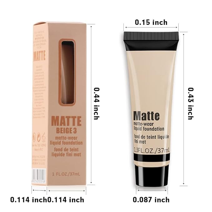 1 Pack Liquid Foundation Cream for Face Makeup,Durable Full Coverage Matte Concealer Make Up,Oil Control & Waterproof Base Primer -1 Fl.Oz (BEIGE 7#)-FemmiqueWomen