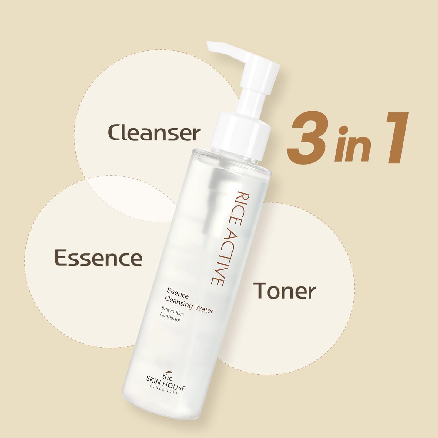 THE SKIN HOUSE Rice Essence Cleansing Water – Gentle Micellar Cleanser with Rice Extract for Hydrating | No-Rinse, Non-Irritating Makeup Remover | 150ml / 5.07 fl.oz-FemmiqueWomen