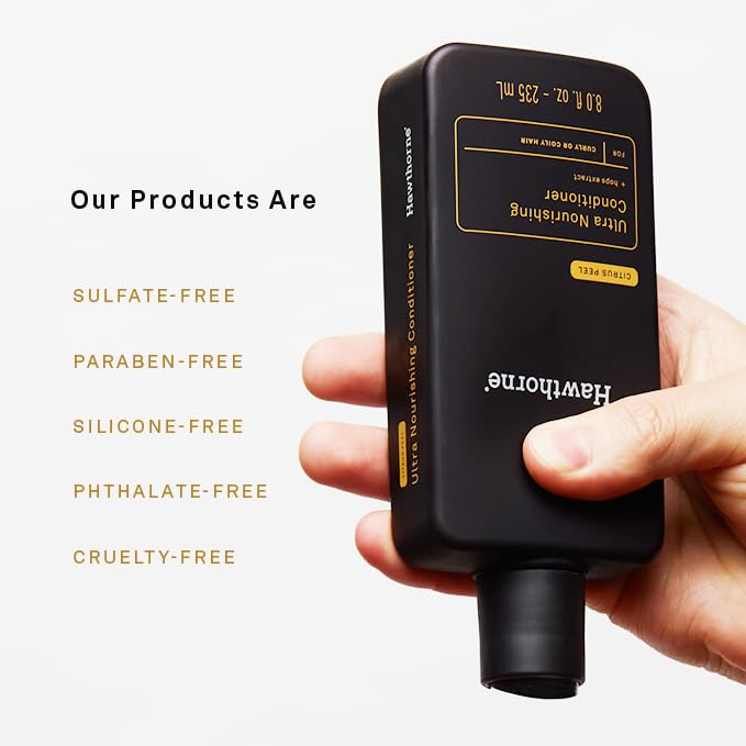 Hawthorne Frizz Fighter Shampoo for Curly Hair with Shea Butter, Macadamia, and Coconut Oil. Hydrate Hair and Tame Frizz. Sulfate Free, Paraben Free. 8 Fl. Oz. 2-Pack.-FemmiqueWomen