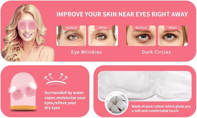 18 Packs Steam Eye Mask for Dry Eyes Dark Circles and Puffiness Tired Eyes, Disposable Self Heating Eye Mask for Stress Relief Relief Eye Fatigue-FemmiqueWomen