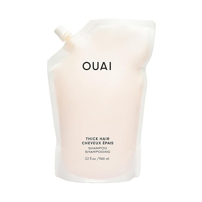 OUAI Thick Shampoo Refill - Moisturizing Shampoo with Keratin, Marshmallow Root, Shea Butter & Avocado Oil for Thick Hair - Strengthens & Hydrates - Paraben, Phthalate & Sulfate Free (32 Fl Oz)-FemmiqueWomen