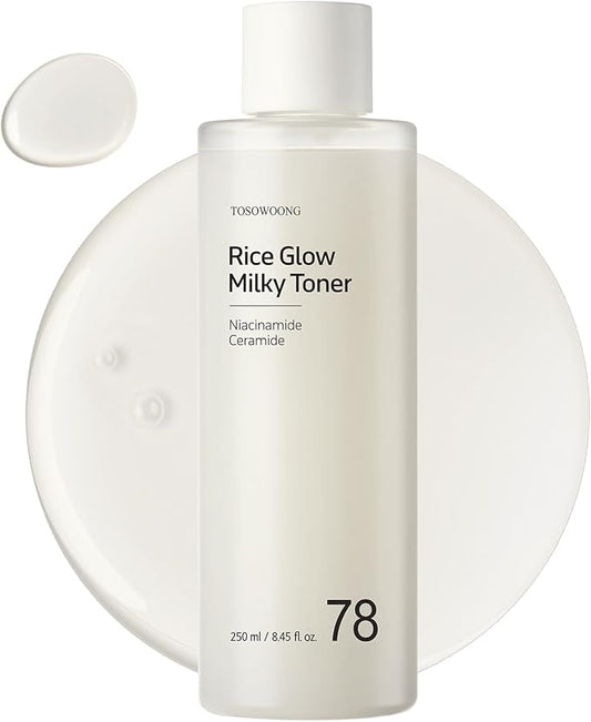 Rice Glow Milky Toner with 784,000ppm Korean Rice Water, Niacinamide, Ceramides, Panthenol, Glow, Glass Skin, Hydrating, Purifying, Fragrance-Free, Korean Skin Care, 250ml, 8.45 fl.oz.-FemmiqueWomen