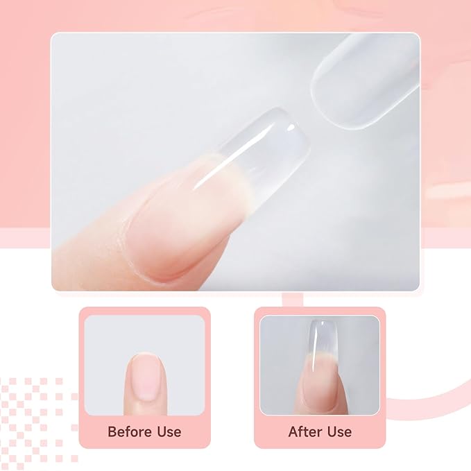 JEWHITENY Poly Extension Gel Nail Set Clear Pink Poly Nail Gel With Slip Solution Base Coat Top Coat French Manicure Need U V Lamp Curing for Finger Art and Home DIY-FemmiqueWomen