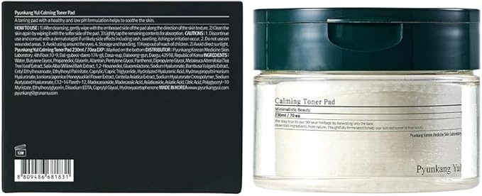 Pyunkang Yul PKY Calming Toner Pad with Tea Tree, 5 Hyaluronic Acids, Removes Dead Skin Cells, Moisturizes, Korean Face Skin Care, Acne Prone & Sensitive Skin, Double-Sided Pad 7.7 fl.oz 70ea-FemmiqueWomen