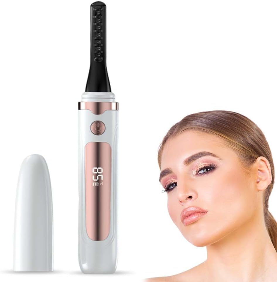 Heated Eyelash Curler, 2025 New Electric Eyelash Curler, Portable USB Type-C Makeup Tools for Travel,Women (White*1)-FemmiqueWomen