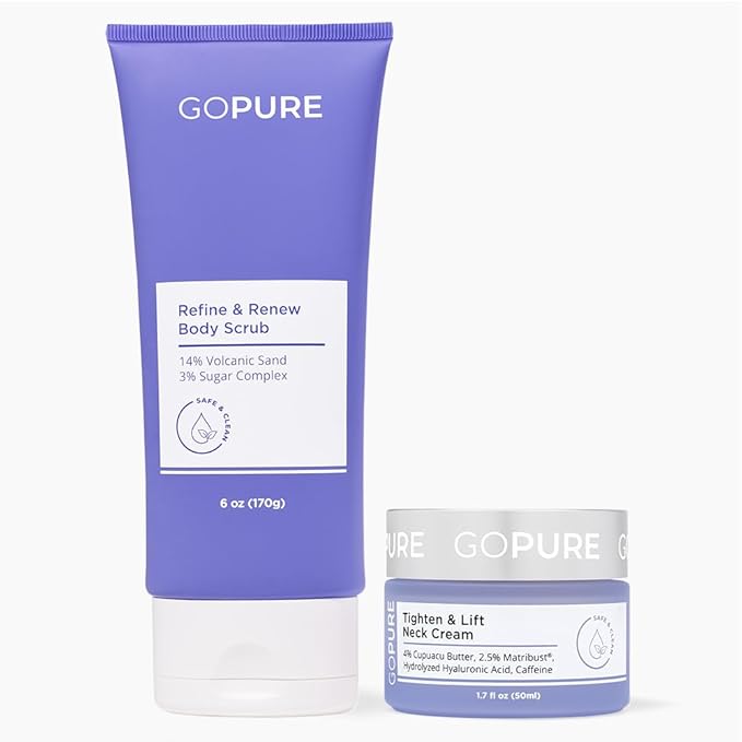 goPure Neck Firming Duo, Tighten & Lift Neck Cream, Refine & Renew Body Scrub, 2 piece set-FemmiqueWomen
