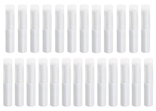 0.14oz Empty Flavored Lip Balm Container Tubes Plastic Homemade Moisturizing Lip Stick with Caps Bulk Fit for Women Adult DIY Making Supplies, 25 Count (White)-FemmiqueWomen