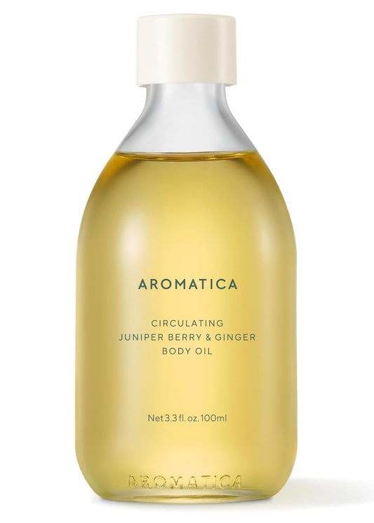 AROMATICA Circulating Body Oil Juniper Berry & Ginger -3.38 fl. oz. - Aromatherapy Massage Oil - Vegan Essential and Non Toxic Oil - After Shower Body Oil for Women-FemmiqueWomen