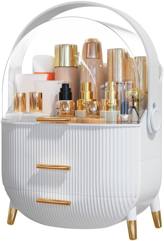Makeup Organizer Skincare Organizers - Cosmetic Display Cases with Transparent Cover, SkinCare Organizers for Bathroom Countertop, Bedroom Vanity Desk, Lipstick Organizer, White-FemmiqueWomen