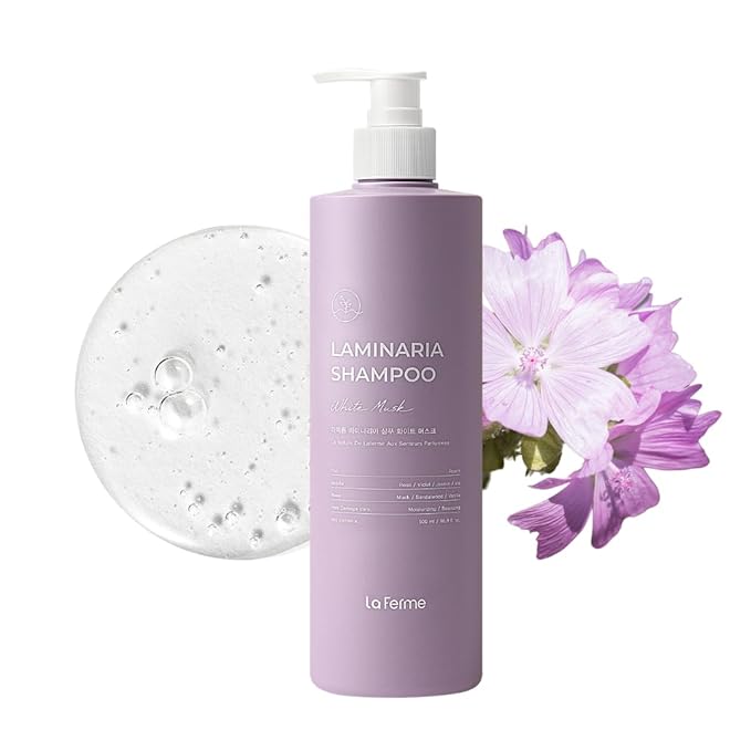 laferme Laminaria Shampoo with Organic Ingredient, Korean Clarifying Shampoo, Hydrating for Dry Hair, Strengthening for Weak Hair, Sulfate & Paraben free, For Women & Men (16.9 FL. OZ., White Musk)-FemmiqueWomen