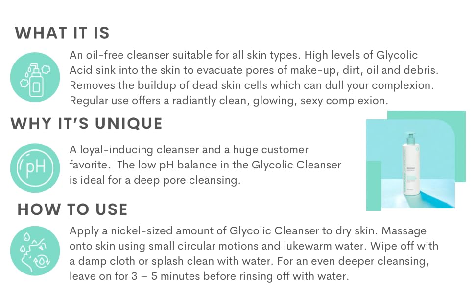 Serious Skincare Glycolic Cleanser - Glycolic Acid Skin Exfoliating Face Wash - 10% Glycolic Acid - Deep Pore Purifying - Removes Makeup, Oil, and Impurities - Shave Prep - Anti-Aging AHA 12 Oz & 4 Oz-FemmiqueWomen