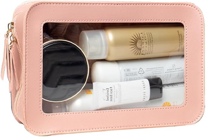 Clear Makeup Bag Small, TSA Approved Portable Toiletry Bag with Zipper Cosmetic Travel Bag Makeup Organizer Case Mini Makeup Pouch for Purse Car Organizer Bag for Women Men-FemmiqueWomen