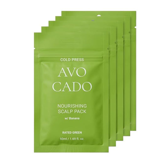 "RATED GREEN Cold Brew Avocado Nourishing Scalp Pack w/Banana, 1.69 Fl. Oz Deep Conditioning, Hydrating Hair Mask for Dry Damaged Hair, Pack of 5"-FemmiqueWomen