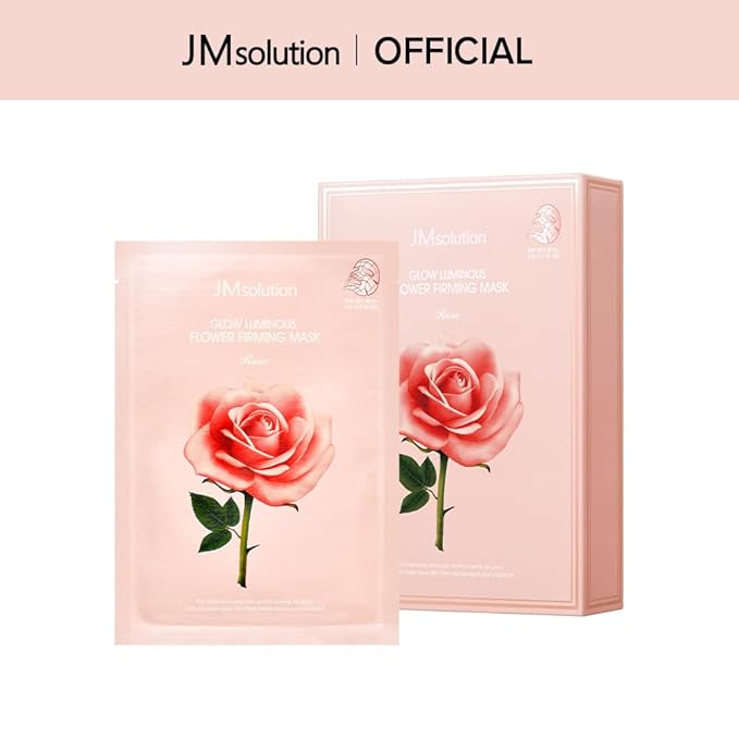 JMsolution Glow Luminous Flower Firming Mask | Rosewater & 4 Flower Extracts for Hydration, Firming & Radiance | 10 Sheets | Korean Skincare Sheet Mask for All Skin Types-FemmiqueWomen