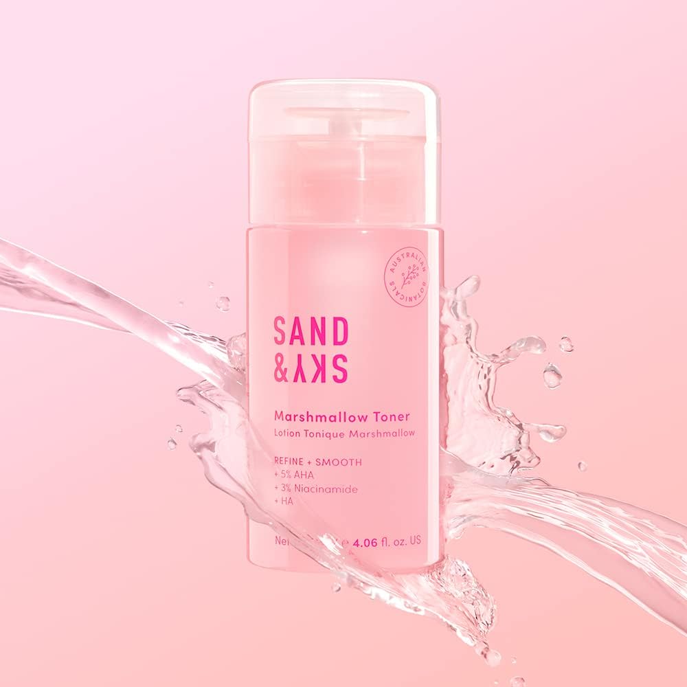 Sand & Sky Australian Essentials Brightening Toner with Niacinamide & Glycolic Acid - Marshmallow Extract Essence, Exfoliates & Strengthens Skin, 4.2 fl oz-FemmiqueWomen