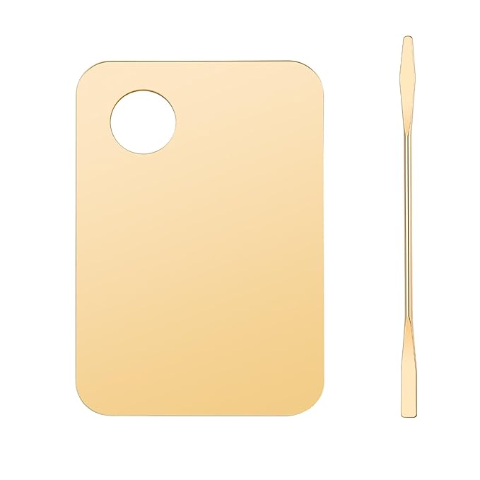 1 Pc Acrylic Cosmetic Makeup Palette Tray Foundation Spatula Makeup Mixing Palette Apply for Foundation Eye Shadow Lipsticks Nail Art Beauty Salon (Yellow)-FemmiqueWomen