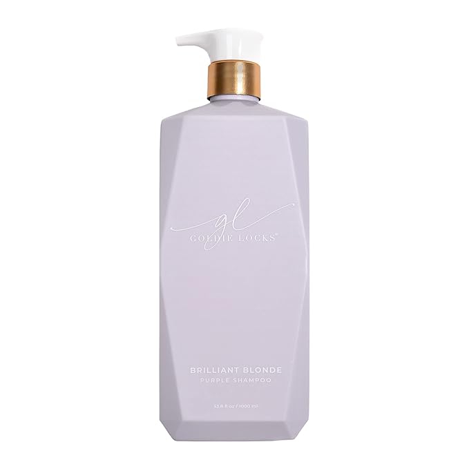 Goldie Locks Brilliant Blonde Purple Shampoo for Blonde, Lightened, Grey Hair, Extensions, Significantly Brightens, Tones, Eliminates Brass, Sulfate-Free, Nourishing, Moisturizing Leave-In, 33.8 Fl Oz-FemmiqueWomen