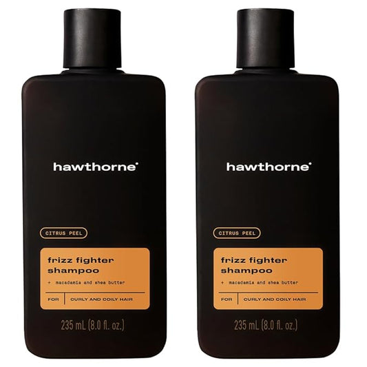 Hawthorne Frizz Fighter Shampoo for Curly Hair with Shea Butter, Macadamia, and Coconut Oil. Hydrate Hair and Tame Frizz. Sulfate Free, Paraben Free. 8 Fl. Oz. 2-Pack.-FemmiqueWomen