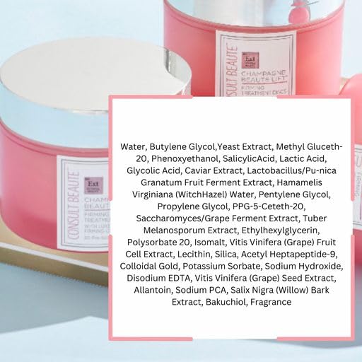 Consult Beaute - Champagne Lift Face Firming Treatment Disc - Firming and Exfoliating Pads - Rejuvenate Sagging Skin - Pre-Soaked Wipes - Disposable - Peptides - Grape Seed Extract - 60 Count (2Pack)-FemmiqueWomen