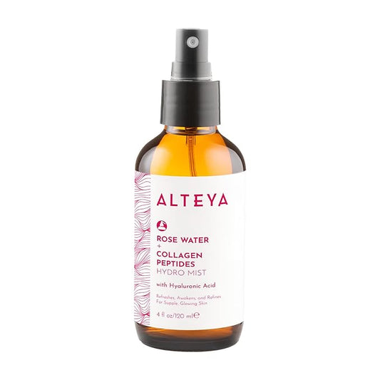Alteya Organics Rose Water Face Toner – With Collagen Peptides & Hyaluronic Acid – Hydrating Facial Mist for Anti-Aging, Firming & Radiant Skin – 4 Fl Oz / 120mL-FemmiqueWomen