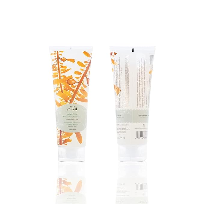 100% PURE Kelp & Mint Volumizing Shampoo Purifying Hydration & Deep Detox - Botanical Body Boost for Dry, Damaged Thinning Hair, Promotes Healthy Growth for Women & Men - Sulfate Free - 8 Fl Oz-FemmiqueWomen