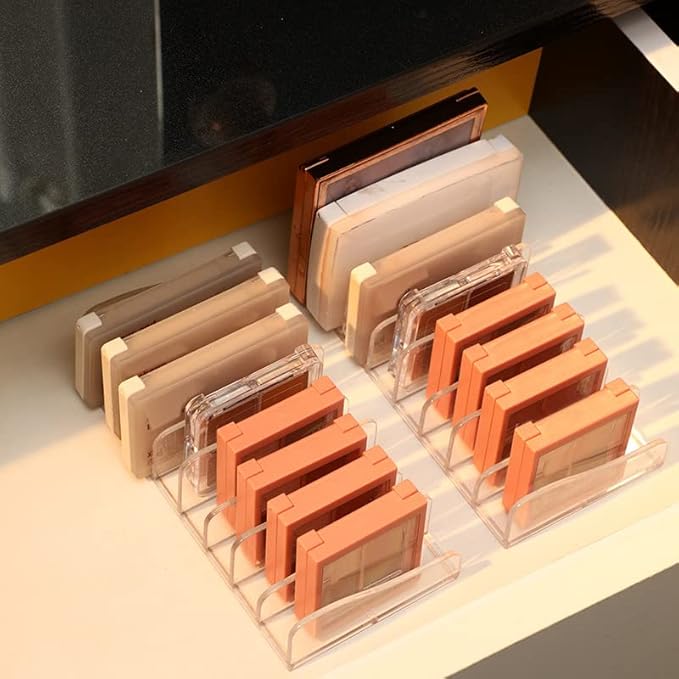 1 Piece 8-Section Acrylic Eyeshadow Organizer Cosmetic Makeup Palette Organizer Divided Makeup Organizer Eyeshadow Contour Blush Holder for Eyeshadow Palettes Blush Face Powder, Clear-FemmiqueWomen