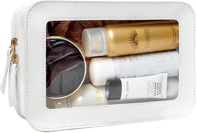 Clear Makeup Bag Small, TSA Approved Portable Toiletry Bag with Zipper Cosmetic Travel Bag Makeup Organizer Case Mini Makeup Pouch for Purse Car Organizer Bag for Women Men-FemmiqueWomen