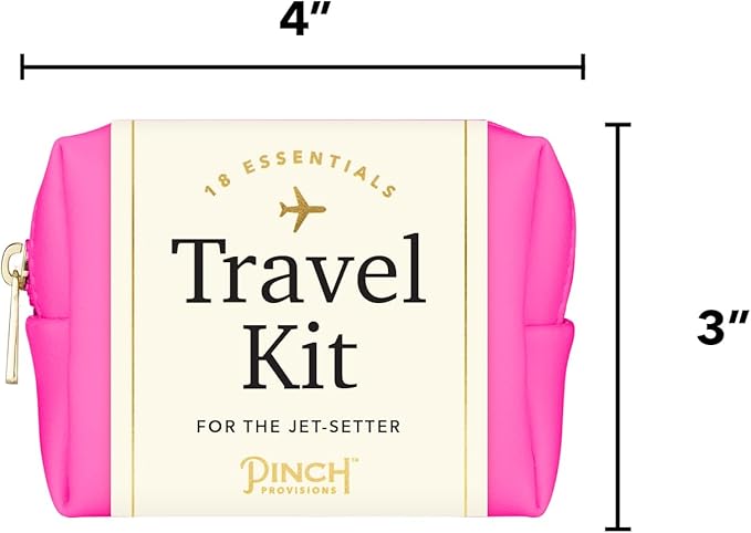 Pinch Provisions Travel Kit, includes 18 Must-Have Emergency Essential Items for Travelling, Ideal Road Trip or Airport Gift for Friends, Family & Peers, Portable Pouch-FemmiqueWomen