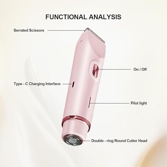 2 in 1 Womens Body Shaver,2025 Glow Aura Electric Razor, Dual Head Shaver Women, Electric Razor for Womens Legs, IPX7 Waterproof Wet & Dry Use Body Intimate Areas,Pink-FemmiqueWomen