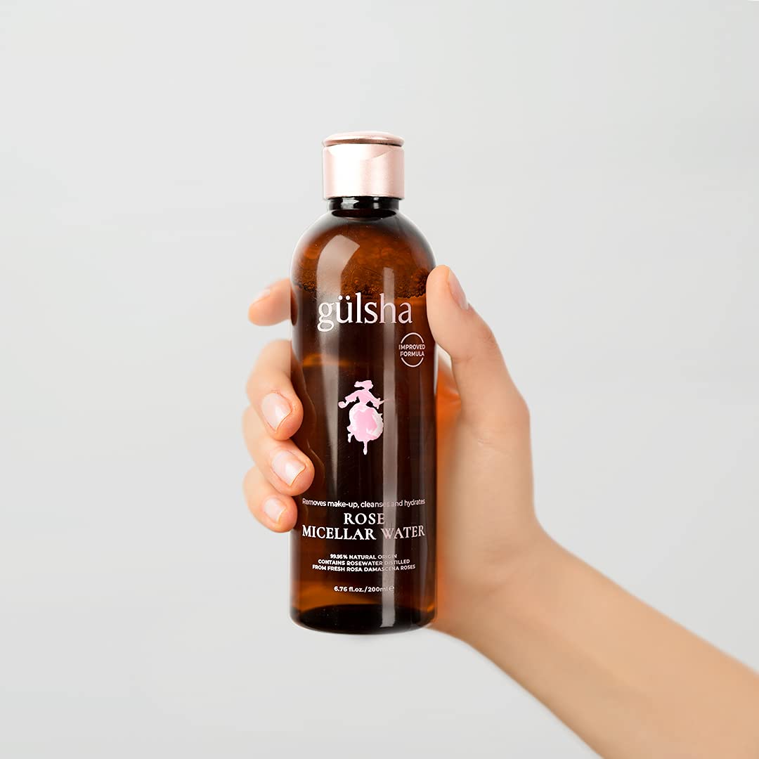 GULSHA Rose Micellar Water - Facial Cleanser & Makeup Remover, Fragrance-free Hydrating Cleanser, Softens the Skin, Formula designed in France for All Skin Types, Natural Origin, 200ml (6.76 fl oz)-FemmiqueWomen