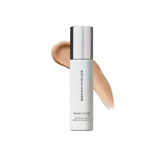 Rodan and Fields Radiant Defense Perfecting Liquid SPF 30 - Cream | 50 mL | 4-in-1 Makeup & Skin Care Beauty Solution | Sunscreen | Face Moisturizer | Light Skincare Foundation | Sunscreen for Face-FemmiqueWomen