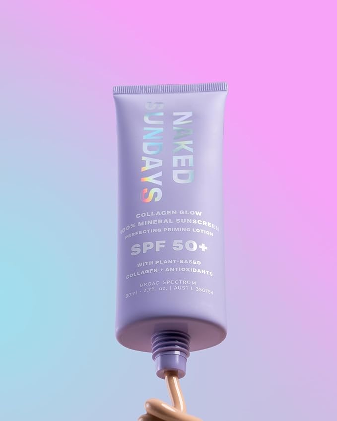 Naked Sundays SPF 50 Mineral Glow Sunscreen, Daily Hydrating Facial Moisturizer & Primer with Zinc Oxide, Sheer Tint, Broad Spectrum SPF Lotion (Jumbo 80ml)-FemmiqueWomen