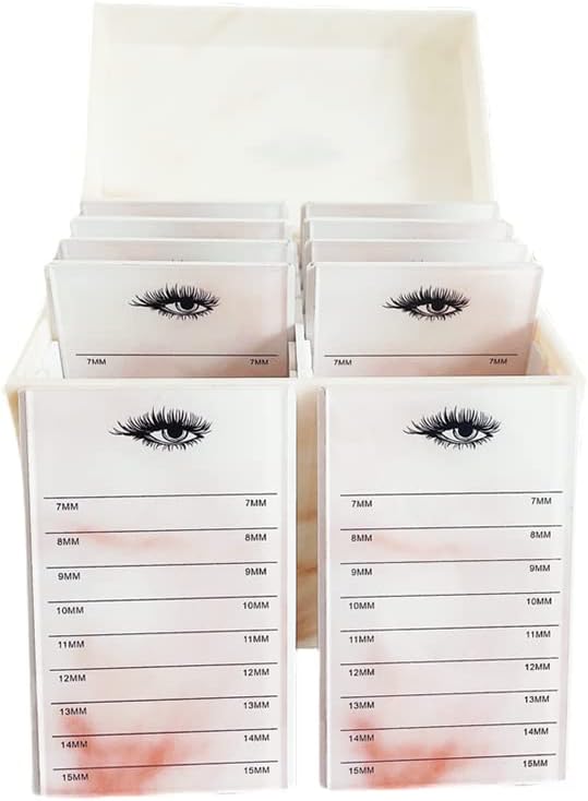 10 Layers Acrylic Eyelash Storage Box, Makeup Eyelashes Extension Close-Packed Display with 10 Pallets, Grafting False Eyelashes Glue Pallet Holder Display Organizer (Marble Yellow)-FemmiqueWomen