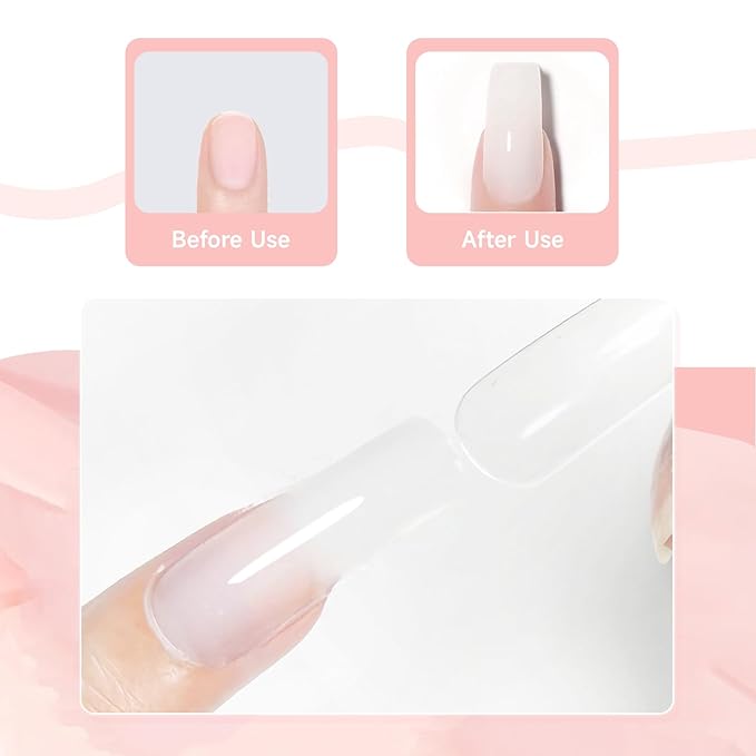 JEWHITENY Poly Nail Gel Set Clear Pink White Neutral Classic Color Poly Extension Gel With Base and Top Coat Slip Solution French Manicure for Home DIY Need U V Lamp Curing-FemmiqueWomen