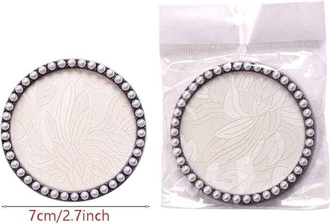 1 Pc Resin Nail Art Palette Nail Art Display Holder Round Inlay Rhinestone Makeup Palette Nail Painting Palette Gel Polish Colors Mixing Pallet (White)-FemmiqueWomen