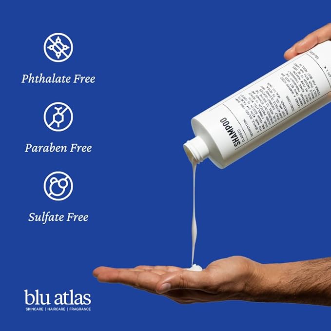 Blu Atlas Men's Natural Shampoo – Organic, Sulfate-Free, Paraben-Free – Deep Cleansing & Hydrating – Classic Scent (Bergamot, Sage, Patchouli) – Made in America– 8 oz-FemmiqueWomen