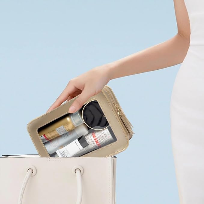 Clear Makeup Bag Small, TSA Approved Portable Toiletry Bag with Zipper Cosmetic Travel Bag Makeup Organizer Case Mini Makeup Pouch for Purse Car Organizer Bag for Women Men-FemmiqueWomen