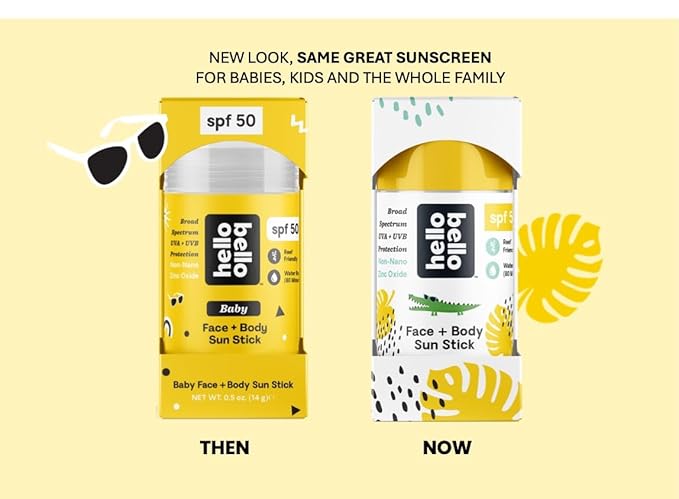 Hello Bello Mineral SPF 50 Face & Body Sunscreen Stick, Water Resistant and Reef Friendly Roll On Sun Protection, 1oz-FemmiqueWomen